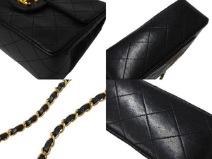 CHANEL シャネル ミニマトラッセ チェーンショルダーバッグ 1番台 ラムスキン ブラック ゴールド金具 美品 中古 4c069618
