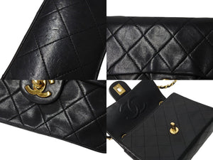 CHANEL シャネル ミニマトラッセ チェーンショルダーバッグ 1番台 ラムスキン ブラック ゴールド金具 美品 中古 4c069618