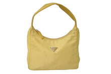 Load image into Gallery viewer, PRADA プラダ ホーボー ハンドバッグ MV515 トライアングルロゴ イエロー ナイロン シルバー金具 美品 中古 4c069619