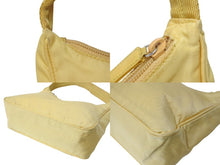 Load image into Gallery viewer, PRADA プラダ ホーボー ハンドバッグ MV515 トライアングルロゴ イエロー ナイロン シルバー金具 美品 中古 4c069619