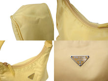 Load image into Gallery viewer, PRADA プラダ ホーボー ハンドバッグ MV515 トライアングルロゴ イエロー ナイロン シルバー金具 美品 中古 4c069619