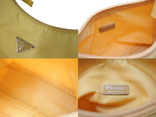 Load image into Gallery viewer, PRADA プラダ ホーボー ハンドバッグ MV515 トライアングルロゴ イエロー ナイロン シルバー金具 美品 中古 4c069619