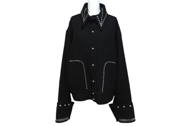 極美品 WALES BONNER ウェールズボナー Delta Studded Jacket スタッズジャケット 23SS サイズ50 ウール ブラック 中古 4c069651
