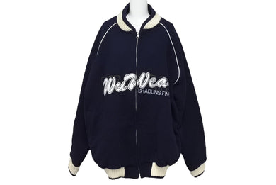 Wu-wear ウーウェア スタジャン サイズXL 刺繍 ポリエステル レーヨン ネイビー ホワイト 美品 中古 4c069669