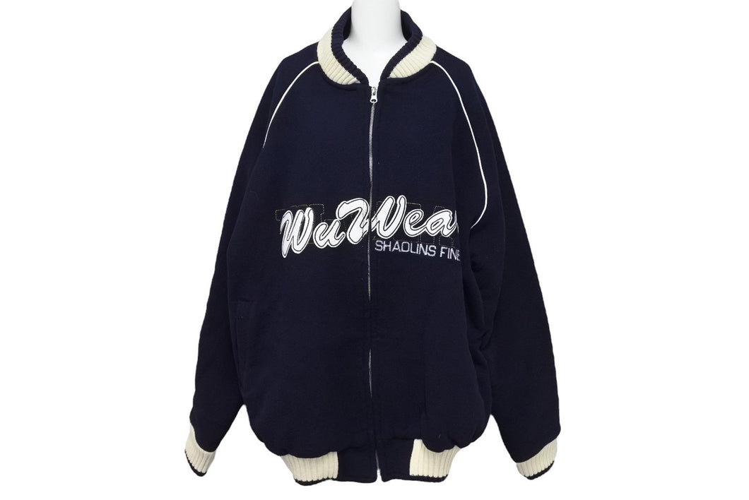 Wu-wear ウーウェア スタジャン サイズXL 刺繍 ポリエステル レーヨン ネイビー ホワイト 美品 中古 4c069669