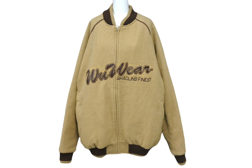 WU WEAR ウーウェア ブルゾン ma-1 スタジャン 刺繍 ベージュ ブラウン レーヨン 毛 サイズXXL 美品 中古 4c069670 WU WEAR ウーウェア ブルゾン ma-1 スタジャン 刺繍 ベージュ