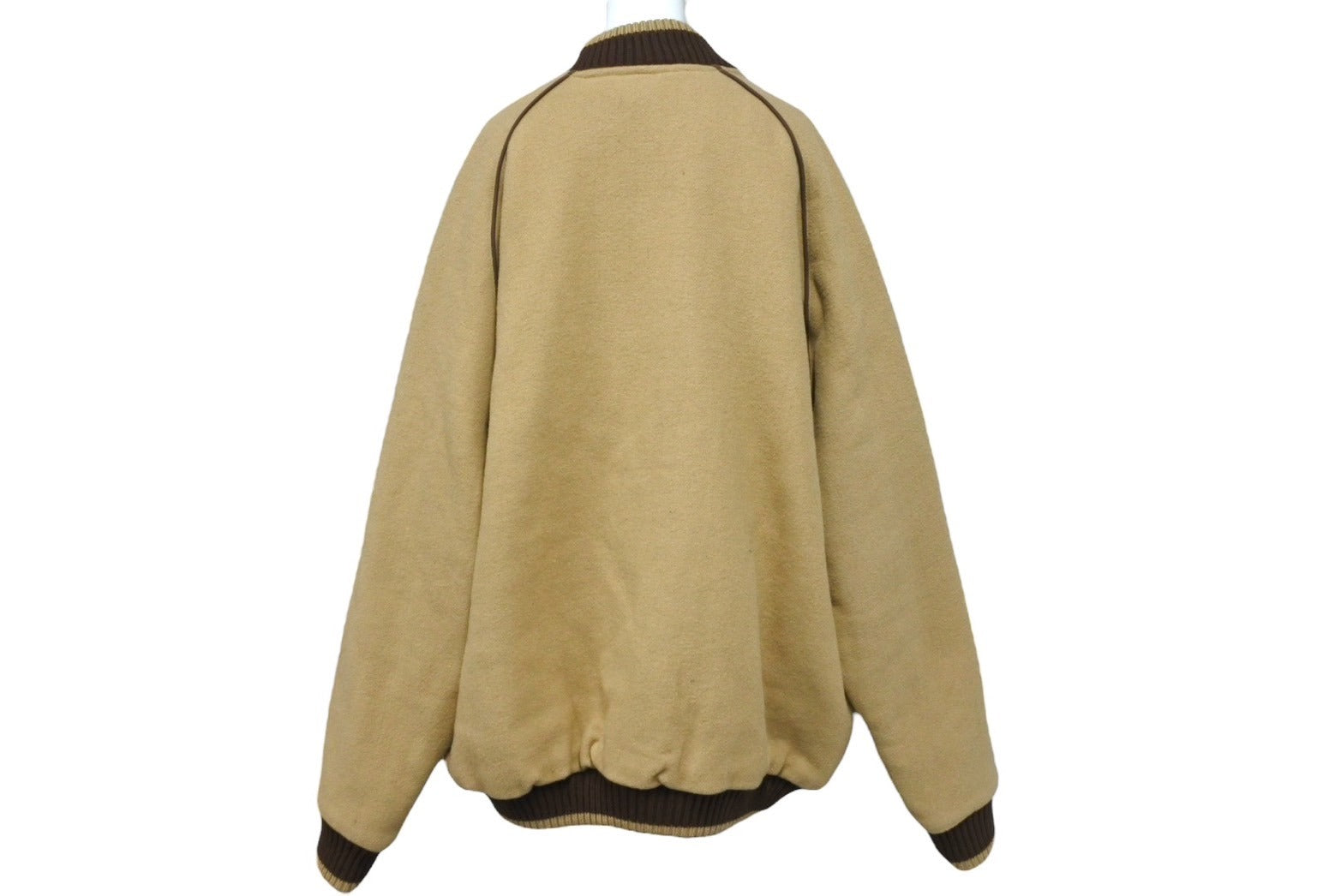 WU WEAR ウーウェア ブルゾン ma-1 スタジャン 刺繍 ベージュ ブラウン レーヨン 毛 サイズXXL 美品 中古 4c069670 WU WEAR ウーウェア ブルゾン ma-1 スタジャン 刺繍 ベージュ