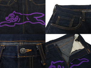 BILLIONAIRE BOYS CLUB ビリオネアボーイズクラブ フロントドッグ デニムパンツ ボトムス パープル ネイビー サイズL 美品 中古 4c069680