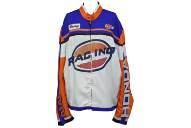 HONDA ホンダ 90s レーシング ジャケット マルチカラー ヴィンテージ アウター レザー コットン サイズXL 良品 中古 4c069713