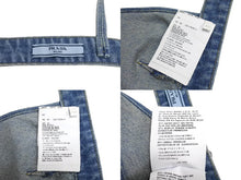 Load image into Gallery viewer, 極美品 PRADA プラダ プランジング Vネック デニム クロップド トップ GFT011 S212 1ZAB コットン ブルー サイズ40 中古 4c069724