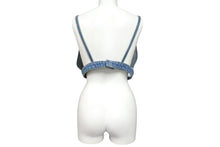 Load image into Gallery viewer, 極美品 PRADA プラダ プランジング Vネック デニム クロップド トップ GFT011 S212 1ZAB コットン ブルー サイズ40 中古 4c069724