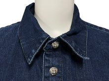 Load image into Gallery viewer, 未使用 CHROME HEARTS クロムハーツ デニム長袖シャツ LOOSE ENDS ブルー デニム クロスパッチ シルバー金具 サイズM 中古 4c069728