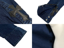 Load image into Gallery viewer, 未使用 CHROME HEARTS クロムハーツ デニム長袖シャツ LOOSE ENDS ブルー デニム クロスパッチ シルバー金具 サイズM 中古 4c069728