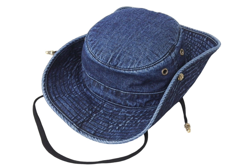 新品同様 CHROME HEARTS クロムハーツ 24-25AW クランク ベイト フィッシング デニム ハット ブルー コットン ナイロン サイズM 中古 4c069730