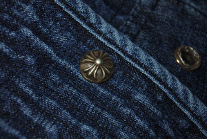 新品同様 CHROME HEARTS クロムハーツ 24-25AW クランク ベイト フィッシング デニム ハット ブルー コットン ナイロン サイズM 中古 4c069730