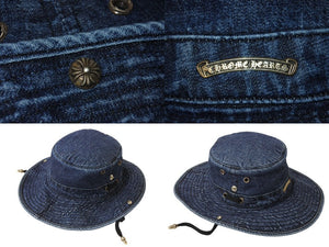 新品同様 CHROME HEARTS クロムハーツ 24-25AW クランク ベイト フィッシング デニム ハット ブルー コットン ナイロン サイズM 中古 4c069730
