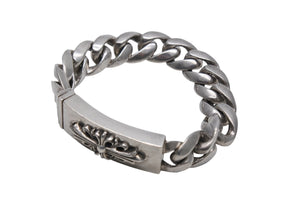 CHROME HEARTS クロムハーツ フローラルクロス IDブレスレット クラシックチェーン 重量約126.0g 腕周り約21cm 13リンク 美品 中古 4c069734