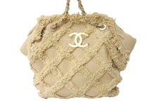 Load image into Gallery viewer, CHANEL シャネル ココマーク チェーントートバッグ 20番台 イタリア製 ツイード ベージュ ゴールド金具 美品 中古 4c06975