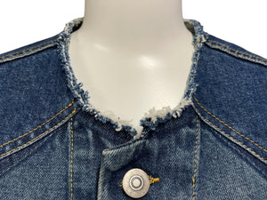 極美品 MaisonMargiela メゾンマルジェラ ノーカラー デニムジャケット S50AM0561 S30561 ブルー サイズ46 中古 4c069789