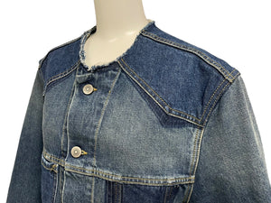 極美品 MaisonMargiela メゾンマルジェラ ノーカラー デニムジャケット S50AM0561 S30561 ブルー サイズ46 中古 4c069789