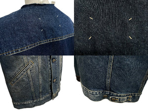 極美品 MaisonMargiela メゾンマルジェラ ノーカラー デニムジャケット S50AM0561 S30561 ブルー サイズ46 中古 4c069789