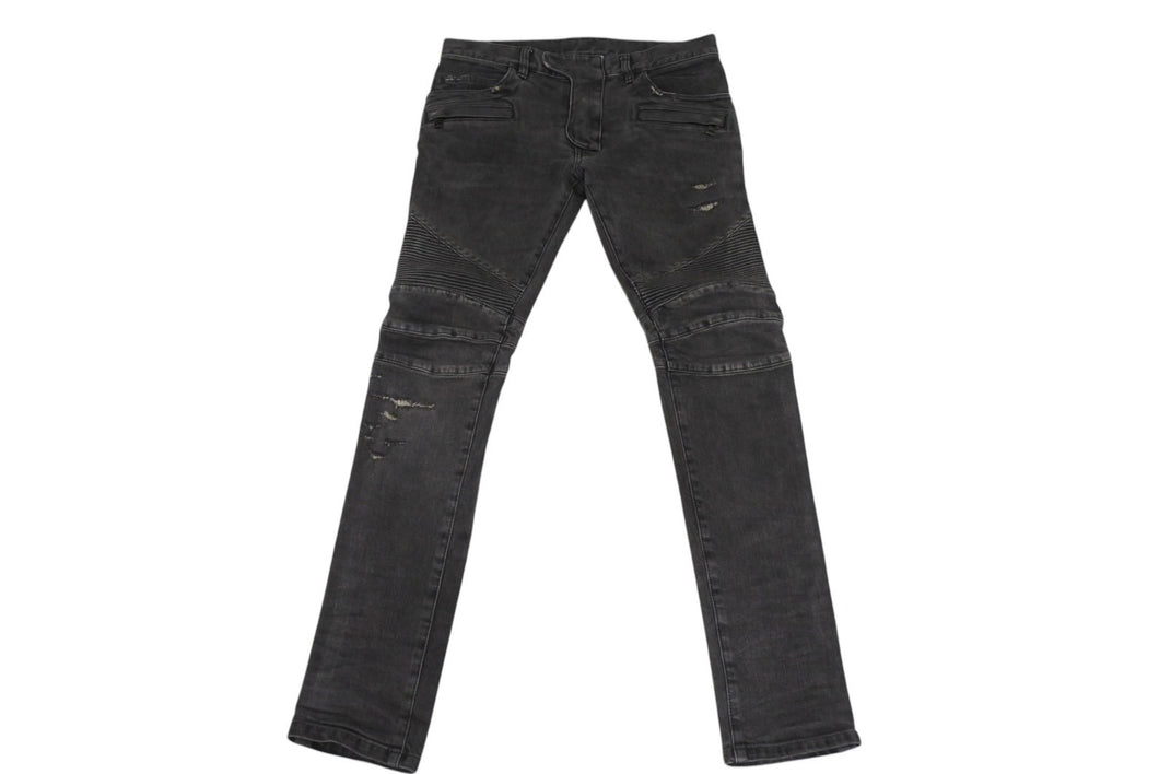 BALMAIN バルマン デニム パンツ ブラック ボトムス バイカー コットン サイズ29 S5HT551 美品 中古 4c069791