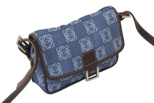 Load image into Gallery viewer, LOEWE ロエベ アナグラム ミニ ショルダーバッグ デニム レザー ブルー ブラウン 070312 スペイン製 シルバー金具 美品 中古 4c069805
