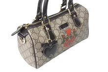 画像をギャラリービューアに読み込む, GUCCI グッチ ハンドバッグ 190257 497717 GGスプリーム タトゥープリント ハートチャーム レザー ゴールド金具 美品 中古 4c069810 