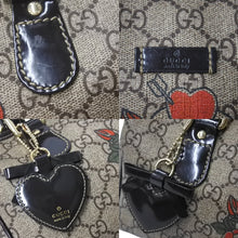 画像をギャラリービューアに読み込む, GUCCI グッチ ハンドバッグ 190257 497717 GGスプリーム タトゥープリント ハートチャーム レザー ゴールド金具 美品 中古 4c069810 
