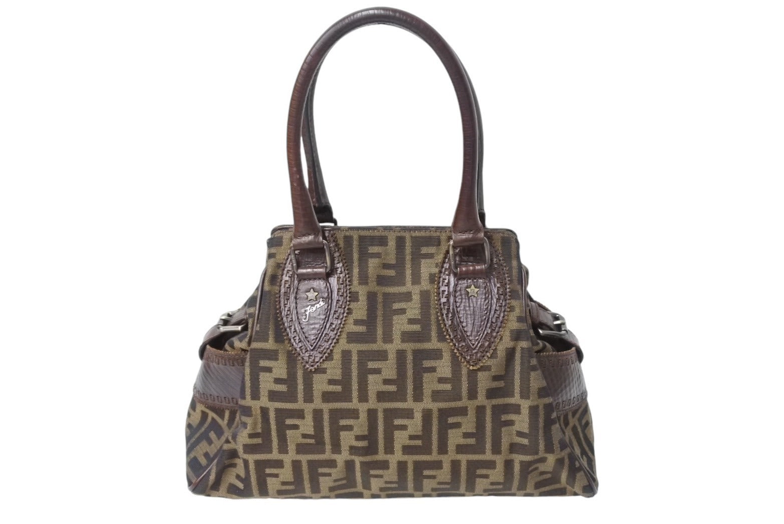 FENDI フェンディ ハンドバッグ ズッカ柄 パンチングロゴ スター 
