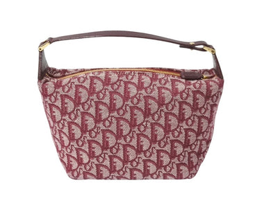 Christian Dior クリスチャンディオール ショルダーバッグ ハンドバッグ トロッター コットンキャンバス ボルドー 美品 中古 4c069816