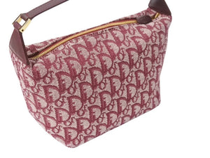 Christian Dior クリスチャンディオール ショルダーバッグ ハンドバッグ トロッター コットンキャンバス ボルドー 美品 中古 4c069816