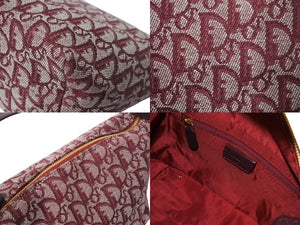 Christian Dior クリスチャンディオール ショルダーバッグ ハンドバッグ トロッター コットンキャンバス ボルドー 美品 中古 4c069816