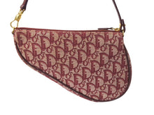 Load image into Gallery viewer, Christian Dior クリスチャンディオール ショルダーバッグ サドルバッグ トロッター コットンキャンバス ボルドー 美品 中古 4c069817