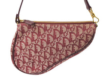 Load image into Gallery viewer, Christian Dior クリスチャンディオール ショルダーバッグ サドルバッグ トロッター コットンキャンバス ボルドー 美品 中古 4c069817