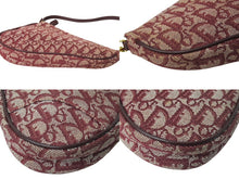 Load image into Gallery viewer, Christian Dior クリスチャンディオール ショルダーバッグ サドルバッグ トロッター コットンキャンバス ボルドー 美品 中古 4c069817
