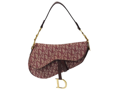Christian Dior クリスチャンディオール サドルバッグ ガリアーノ期 02年 ハンドバッグ トロッター柄 レザー レッド 美品 中古 4c069822