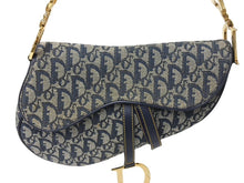 Load image into Gallery viewer, Christian Dior クリスチャンディオール サドルバッグ ガリアーノ期 01年 ハンドバッグ トロッター柄 レザー ネイビー 美品 中古 4c069823