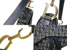 Load image into Gallery viewer, Christian Dior クリスチャンディオール サドルバッグ ガリアーノ期 01年 ハンドバッグ トロッター柄 レザー ネイビー 美品 中古 4c069823