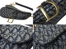 Load image into Gallery viewer, Christian Dior クリスチャンディオール サドルバッグ ガリアーノ期 01年 ハンドバッグ トロッター柄 レザー ネイビー 美品 中古 4c069823