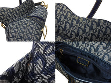 Load image into Gallery viewer, Christian Dior クリスチャンディオール サドルバッグ ガリアーノ期 01年 ハンドバッグ トロッター柄 レザー ネイビー 美品 中古 4c069823