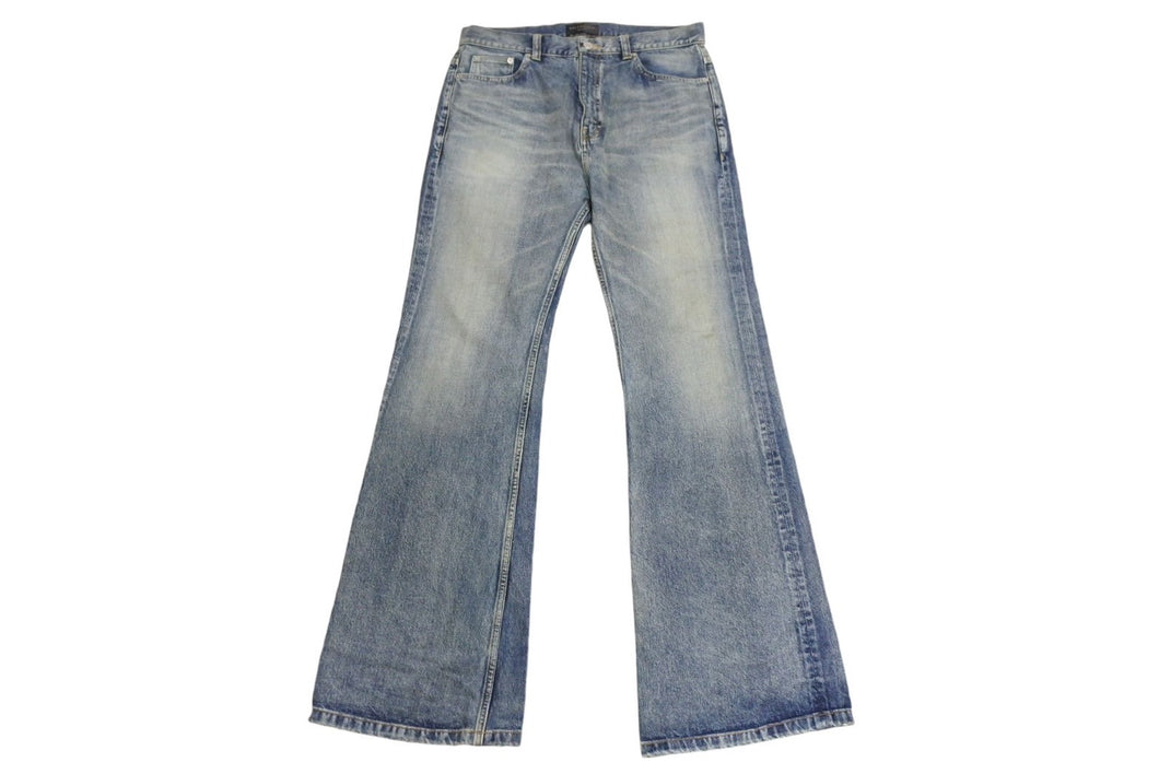 BALENCIAGA バレンシアガ フレアデニムパンツ 697829 サイズM 22AW ウォッシュ加工 インディゴブルー 美品 中古 4c069827