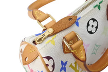 Load image into Gallery viewer, LOUIS VUITTON ルイヴィトン ミニスピーディ ミニボストンバッグ M92645 PVC ヌメ革 ホワイト マルチカラー 美品 中古 4c069881