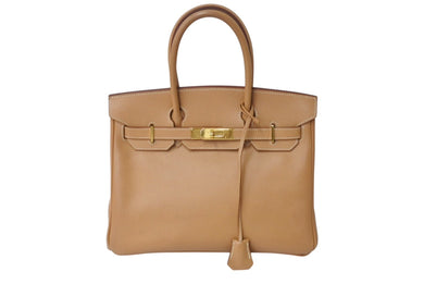 極美品 HERMES エルメス BIRKIN バーキン30 ハンドバッグ ナチュラル クシュベル ゴールド金具 □B刻印 中古 4c700027
