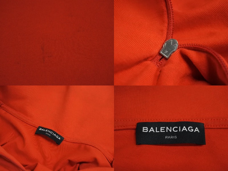 BALENCIAGA - BALENCIAGA バレンシアガ SS18 SINNERS ハーフジップ トップス レッド コットン 486144 中古 美品 4c070043 BALENCIAGA バレンシアガ SS18 SINNERS ハーフジップ トップス