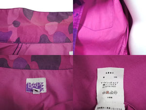 BAPE BY A BATHING APE ベイプ エイプ Yシャツ カモ パープル ピンク コットン 迷彩サイズL 中古美品 4c070111 