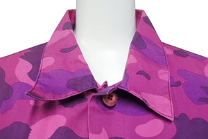 BAPE BY A BATHING APE ベイプ エイプ Yシャツ カモ パープル ピンク コットン 迷彩サイズL 中古美品 4c070111 