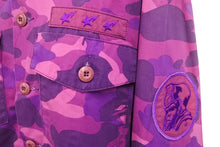 画像をギャラリービューアに読み込む, BAPE BY A BATHING APE ベイプ エイプ Yシャツ カモ パープル ピンク コットン 迷彩サイズL 中古美品 4c070111 
