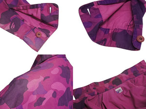 BAPE BY A BATHING APE ベイプ エイプ Yシャツ カモ パープル ピンク コットン 迷彩サイズL 中古美品 4c070111 