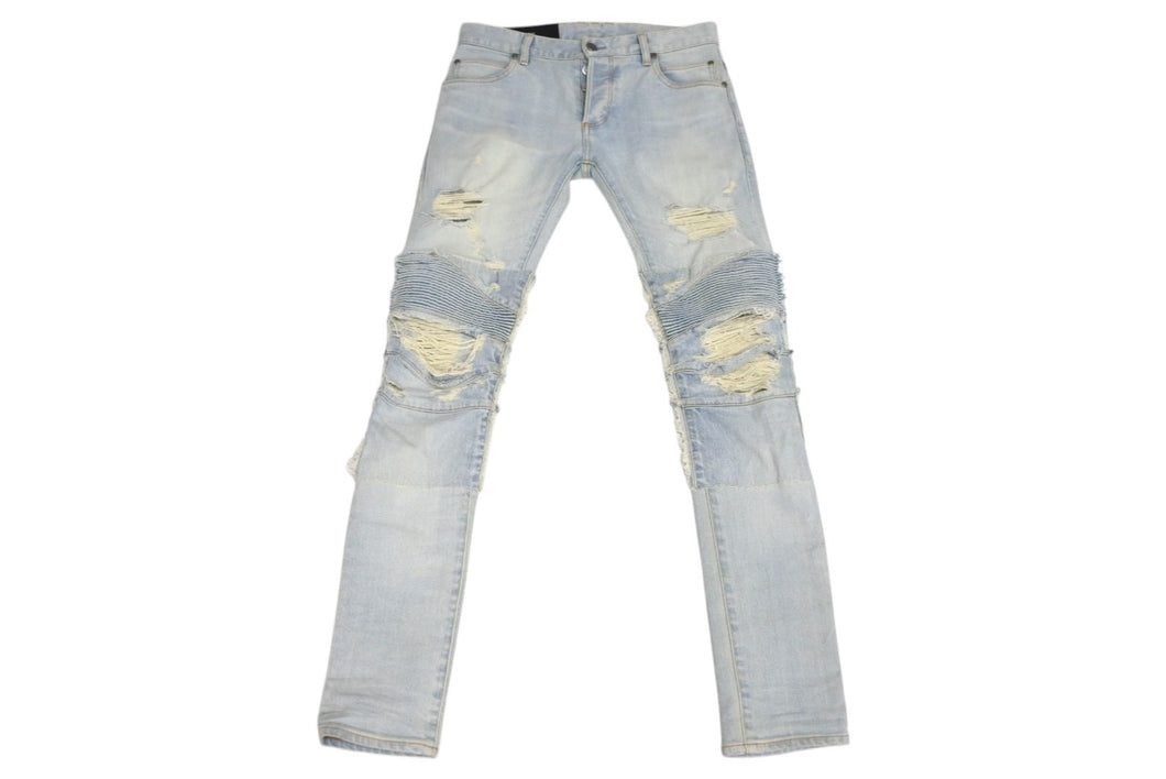 BALMAIN バルマン デニム パンツ ダメージデニム ボトムス バイカー コットン サイズ28 5385Z0621 美品 中古 4c070346
